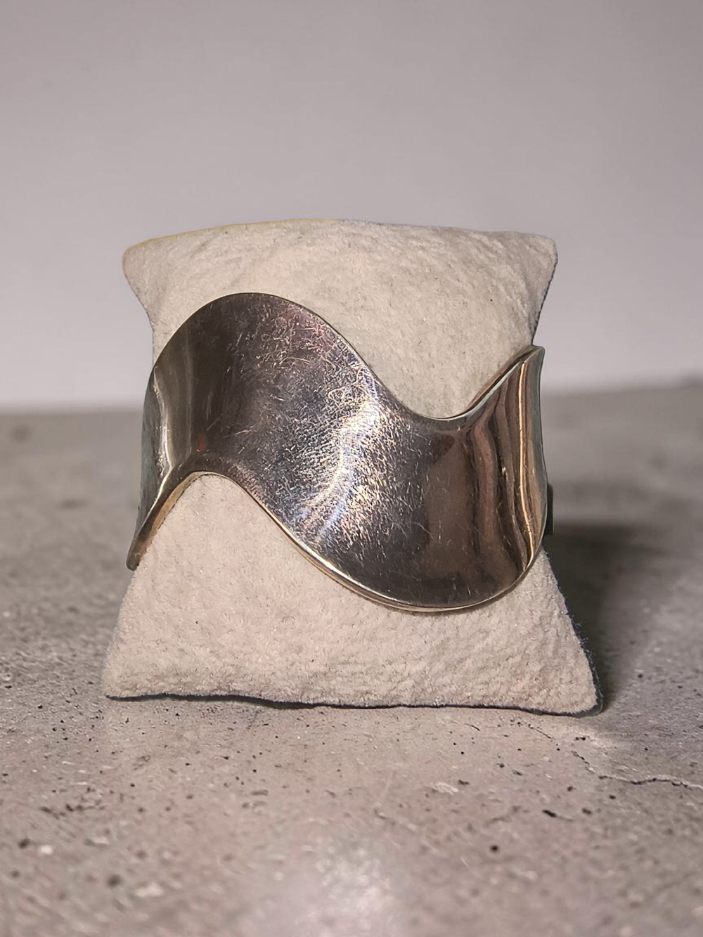 Sterling Silver Wave Cuff Bracelet - Elegant Wide Cuff